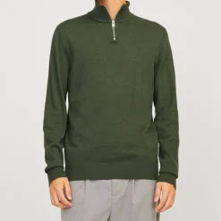 Pull col haut zippé tissu crocheté souple coton Homme JACK & JONES