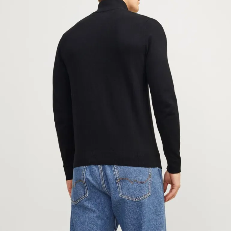 Pull col haut zippé tissu crocheté souple coton Homme JACK & JONES