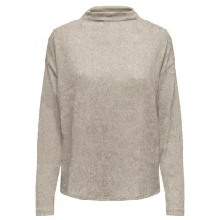 Pull col montant maille fine beige Femme JDY