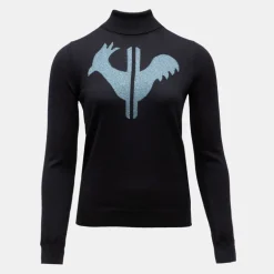 Pull col roulé avec grand logo fils métalisés Femme ROSSIGNOL