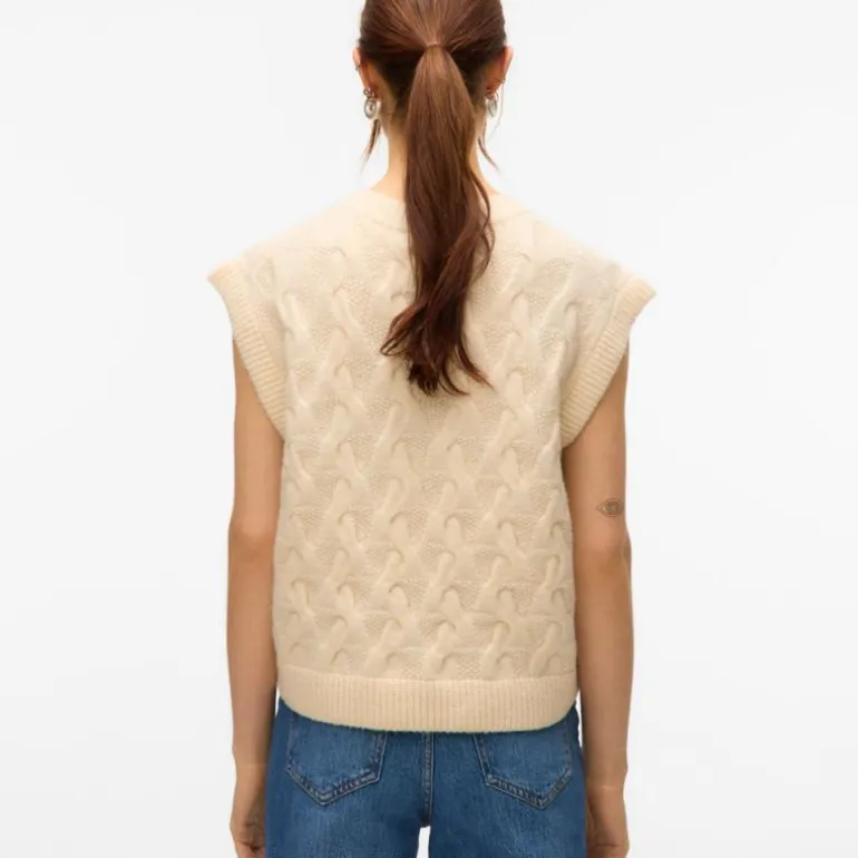 Pull col v maille torsadée vmpiper Femme VERO MODA