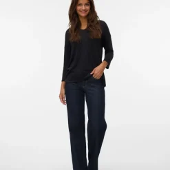 Pull col V manches 3/4 brianna black Femme VERO MODA