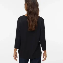 Pull col V manches 3/4 brianna black Femme VERO MODA