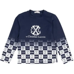 Pull coton à damier avec logo dégradé Enfant CXL BY CHRISTIAN LACROIX