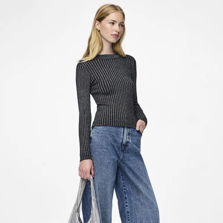 Pull Crista lurex brillant ajusté Femme PIECES