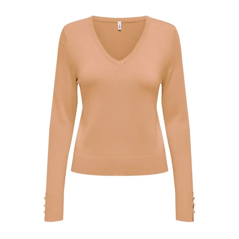 Pull fin col V manches longues boutons Minna Femme ONLY