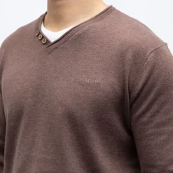 Pull fin en maille col v à boutons Homme DEELUXE 74