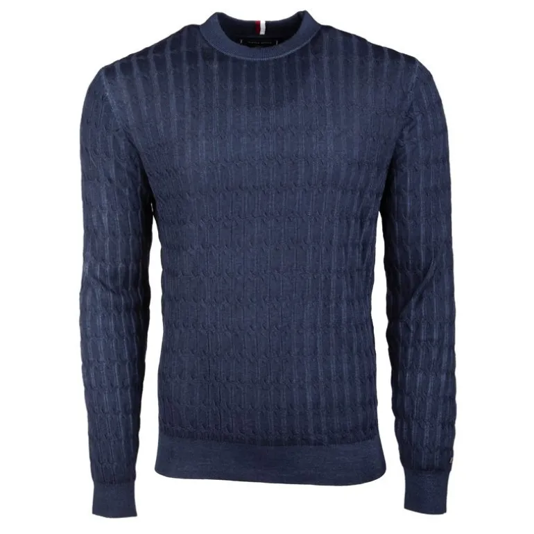 Pull laine ajustée en maille torsadée Homme TOMMY HILFIGER