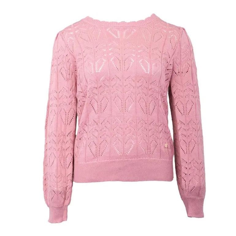 Pull maille ajourée v rose magy Femme LA PETITE ETOILE