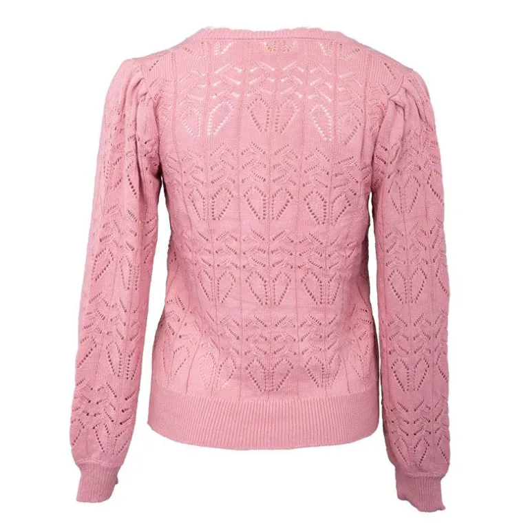 Pull maille ajourée v rose magy Femme LA PETITE ETOILE