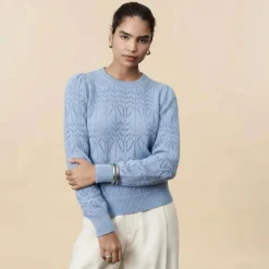 Pull maille ajourée v rose magy Femme LA PETITE ETOILE
