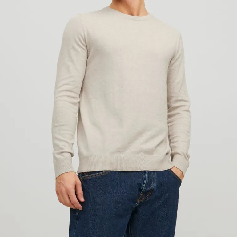 Pull maille coton col rond tissu tricoté Homme JACK & JONES