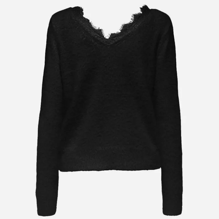 Pull maille piumo col v à dentelle Femme ONLY