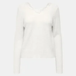 Pull maille piumo col v à dentelle Femme ONLY