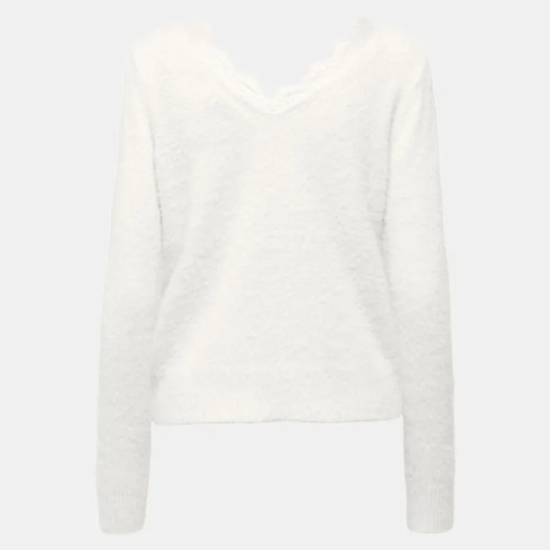 Pull maille piumo col v à dentelle Femme ONLY