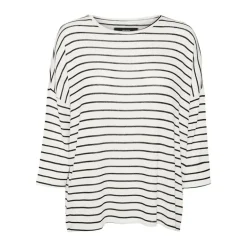 Pull manches 3/4 Brianna marinière oversize blanc Femme VERO MODA