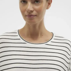 Pull manches 3/4 Brianna marinière oversize blanc Femme VERO MODA