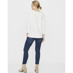 Pull manches 3/4 Nora col bateau snow white Femme VERO MODA