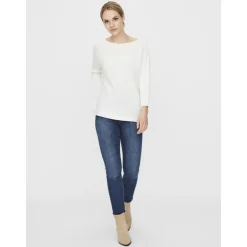 Pull manches 3/4 Nora col bateau snow white Femme VERO MODA