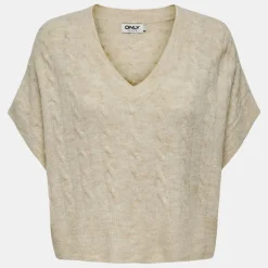 Pull manches courtes col V torsades oversize onlmalou Femme ONLY