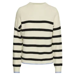 Pull Marinière avec liseré bleu col montant femme PIECES