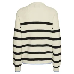 Pull Marinière avec liseré bleu col montant femme PIECES