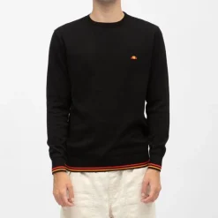 Pull noir avec liserés orange et rouge Homme ELLESSE