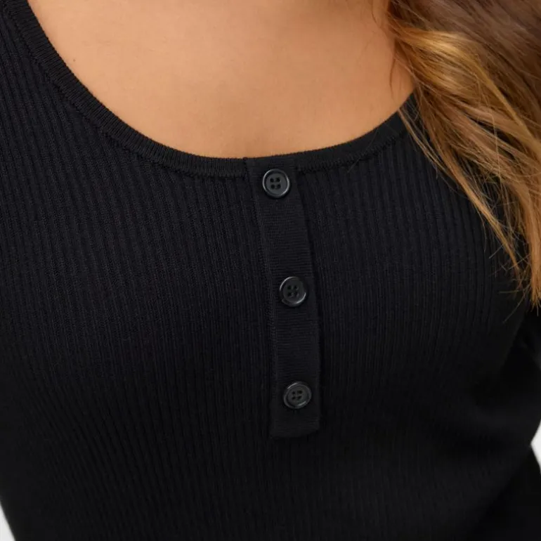 Pull noir cotelé willow à boutons Femme VERO MODA