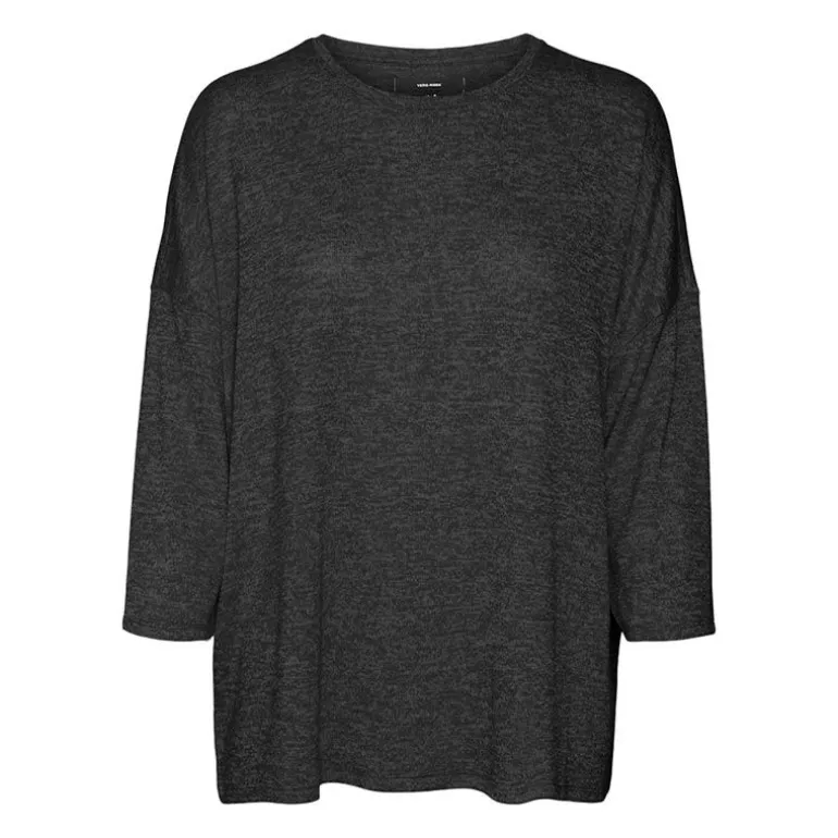 Pull noir oversize en maille manches 3/4 Brianna Femme VERO MODA