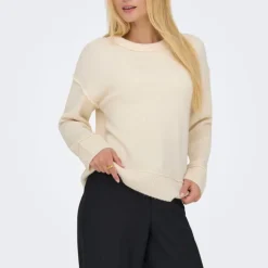 Pull épuré maille hazel col rond Femme ONLY