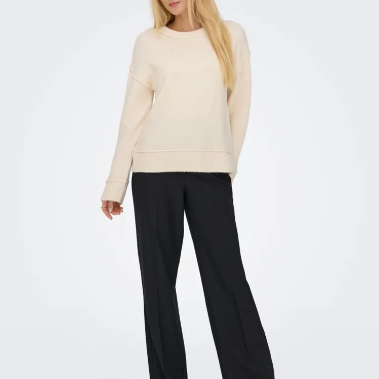 Pull épuré maille hazel col rond Femme ONLY