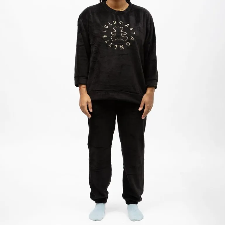 Pyjama polaire doux col rond pantalon regular Femme LULU CASTAGNETTE