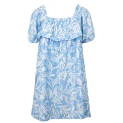Robe bicolore courte col élastique bleu Rociel manches courtes Femme LA PETITE ETOILE