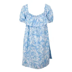 Robe bicolore courte col élastique bleu Rociel manches courtes Femme LA PETITE ETOILE