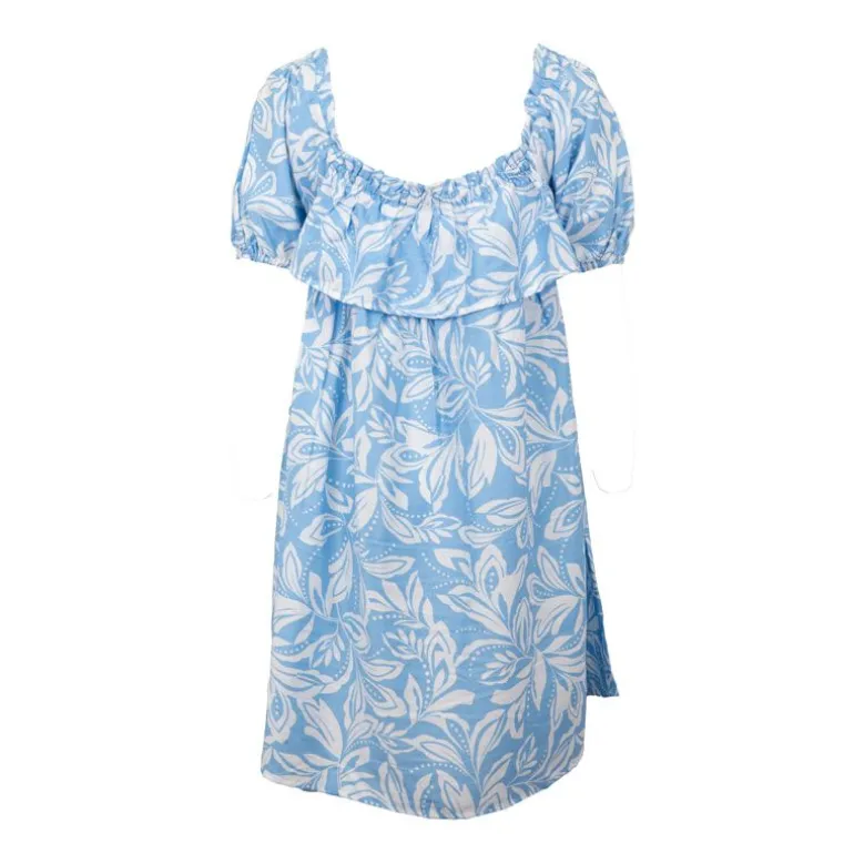 Robe bicolore courte col élastique bleu Rociel manches courtes Femme LA PETITE ETOILE
