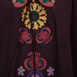 Robe caftan manches 3/4 magoo broderie fleurie Femme ANTIK BATIK