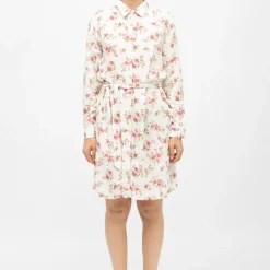 Robe chemise blanche vintage rosie à fleurs rouges Femme LA PETITE ETOILE