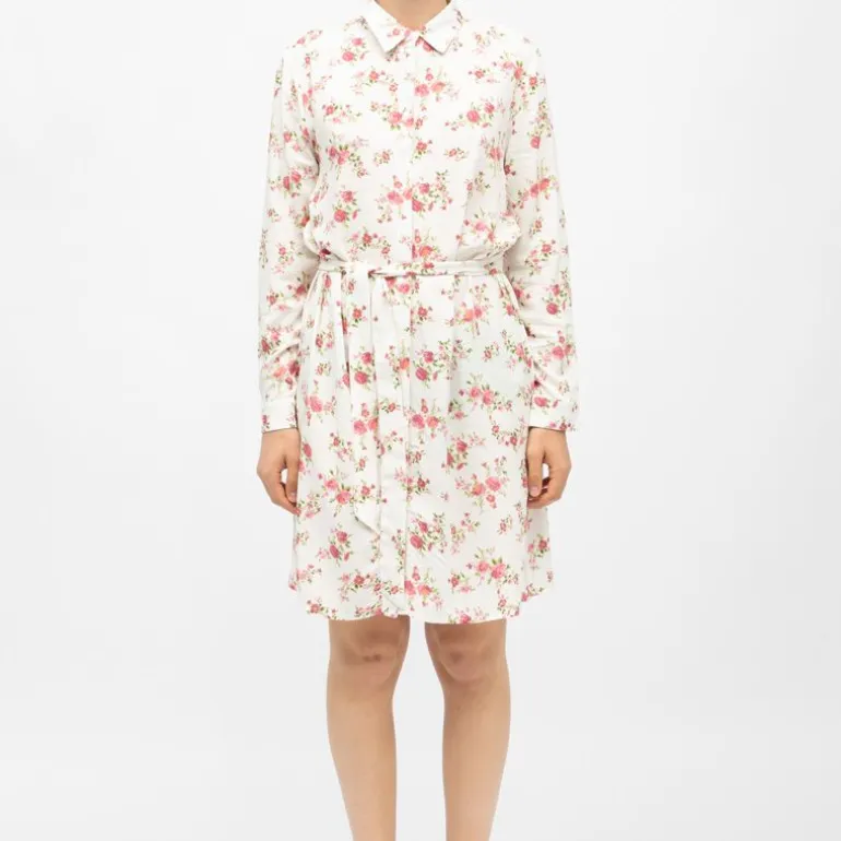 Robe chemise blanche vintage rosie à fleurs rouges Femme LA PETITE ETOILE