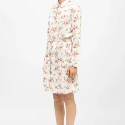 Robe chemise blanche vintage rosie à fleurs rouges Femme LA PETITE ETOILE