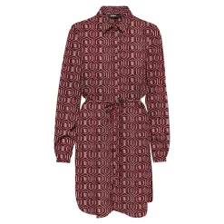 Robe chemise ceinturée imprimée fantaisie bordeaux Femme ONLY