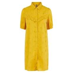 Robe chemise jaune broderie anglaise Femme PIECES