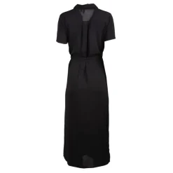 Robe chemise longue ceinturée noir avec fente avant Femme VERO MODA