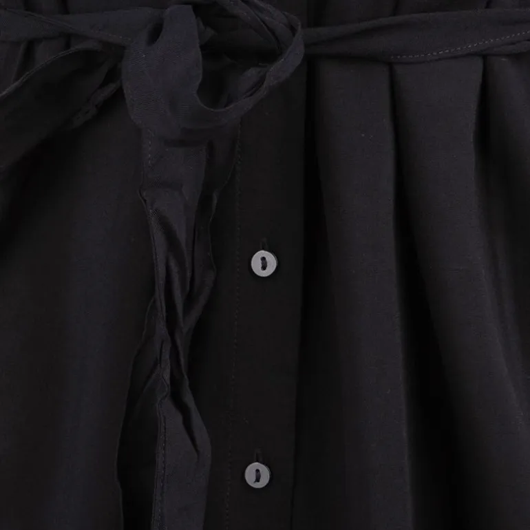 Robe chemise longue ceinturée noir avec fente avant Femme VERO MODA