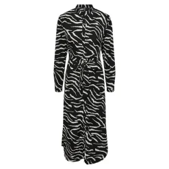 Robe chemise longues imprimé animalier blanc et noir Femme PIECES