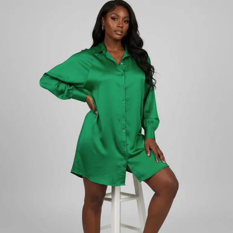 Robe chemise satinée dos nu Femme IMPERIAL