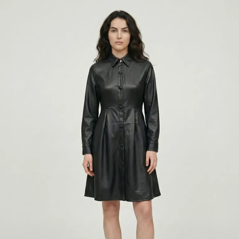 Robe chemise similicuir halite avec boutons à clips Femme LES TROPEZIENNES PAR M.BELARBI