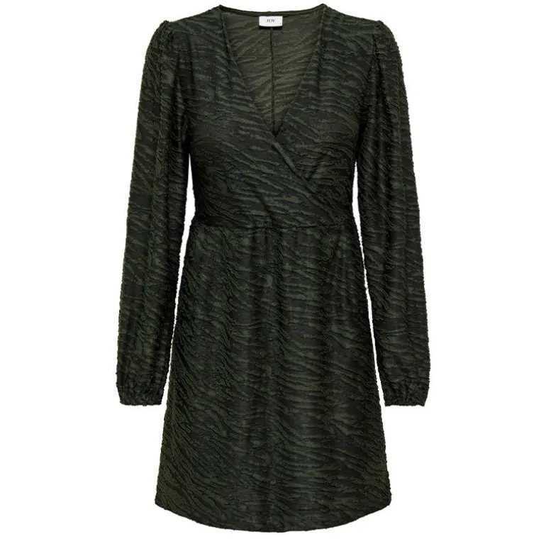 Robe col cache coeur kaki zebré Femme JDY