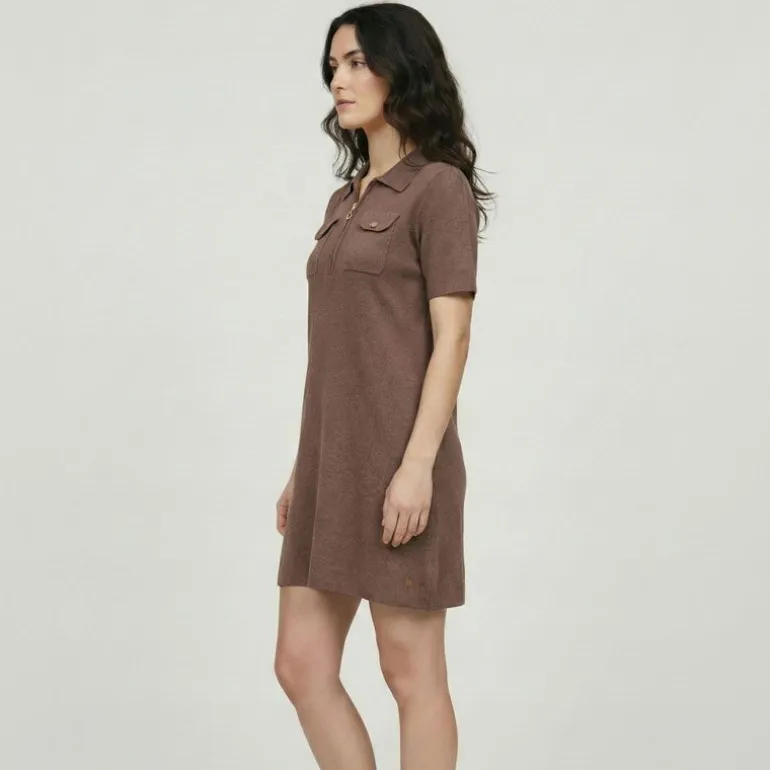 Robe col polo maille fine col zippé doré meandre Femme LES TROPEZIENNES PAR M.BELARBI