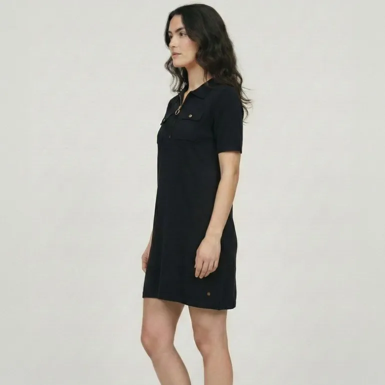 Robe col polo maille fine col zippé doré meandre Femme LES TROPEZIENNES PAR M.BELARBI