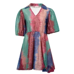 Robe courte coco arc en ciel à paillettes col v Femme HOLLY AND JOEY